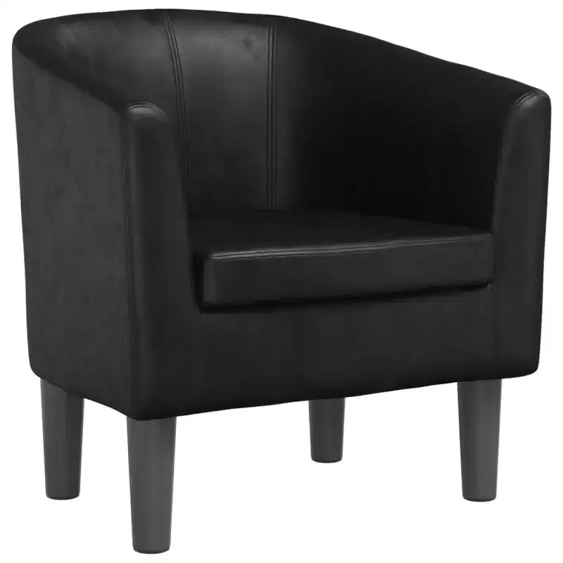 vidaXL Tub Chair - Black Faux Leather Single Durable Accent Chair