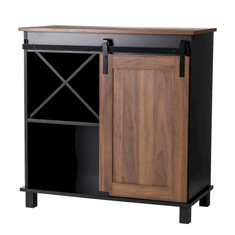 Glitzhome 32.25H Mid Centry Modern Industrial Bar Cabinet Buffet Sideboard