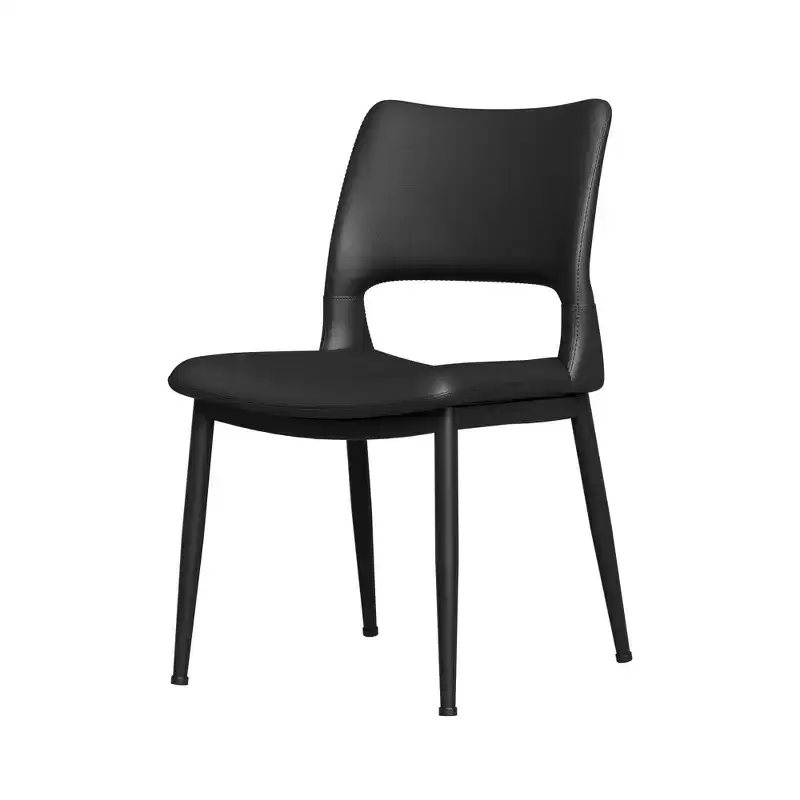 Black Faux Leather Dining Chairs, Modern Style, Set of 2