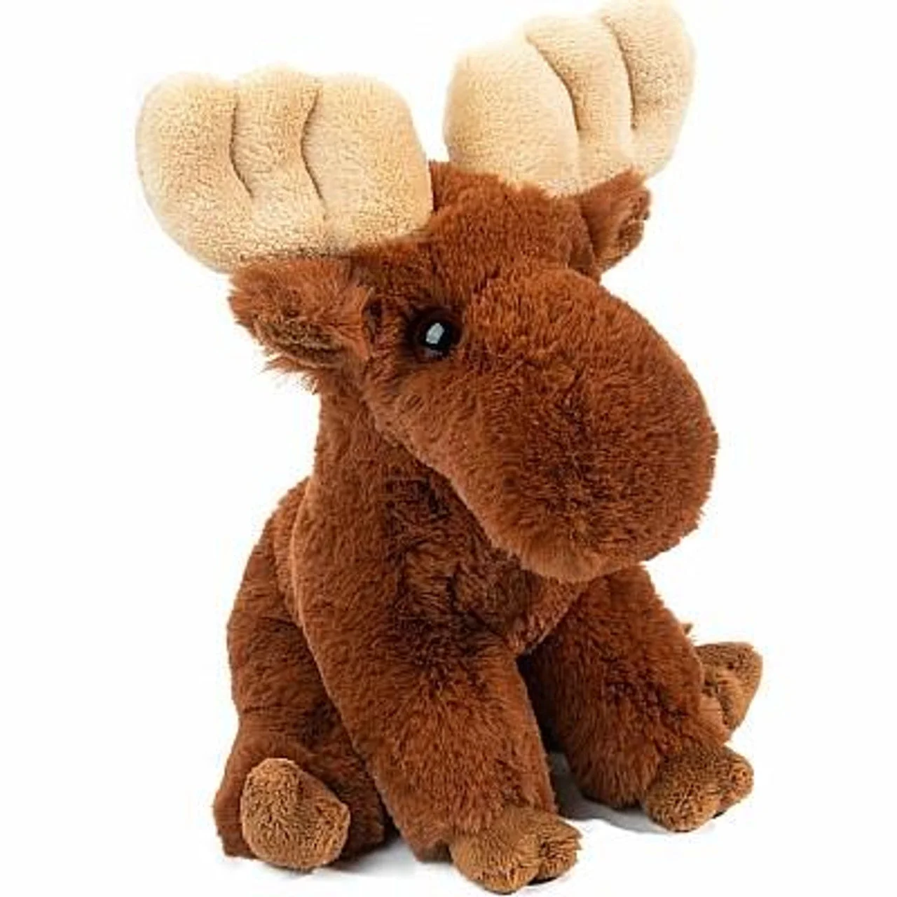 Mini Soft Moose Stuffed Animal Plush Toy Seated Pose Brown