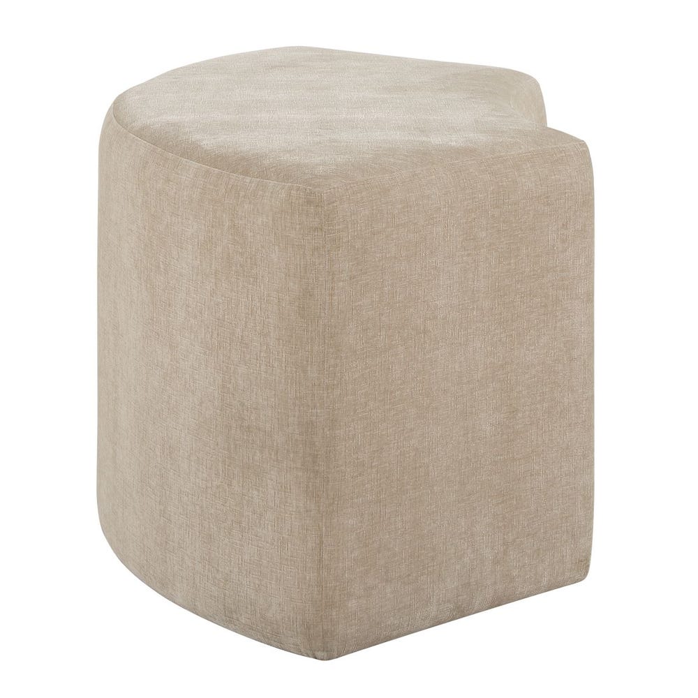 Curved Flax Crosshatched Velvet Upholstered Dining Bench