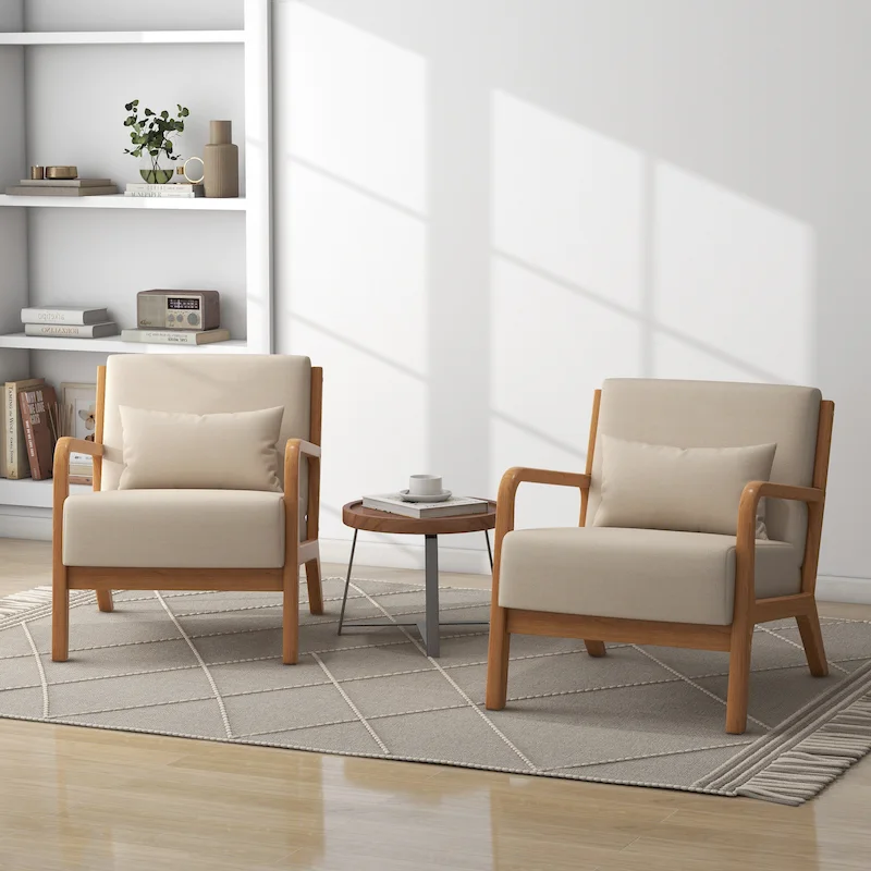 Upholstered Armchair Accent Chairs with Pillows