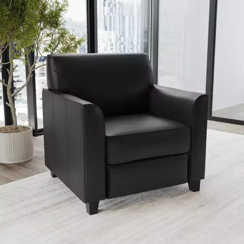 Emma and Oliver Leather Chair with Clean Line Stitched Frame
