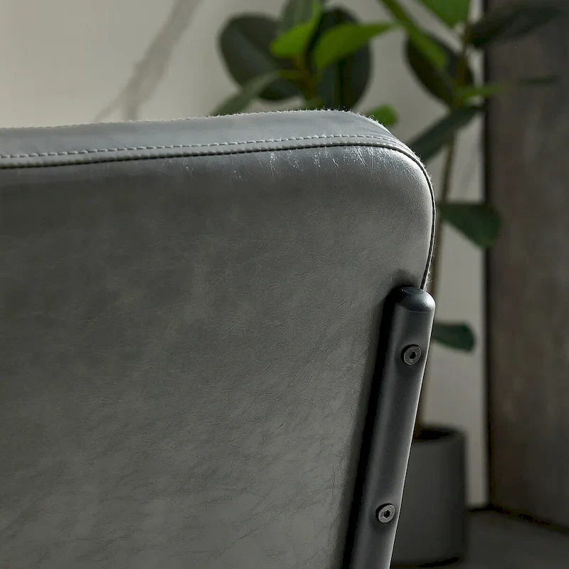 Modern Simple Leather Dining Chair with Metal Pipe