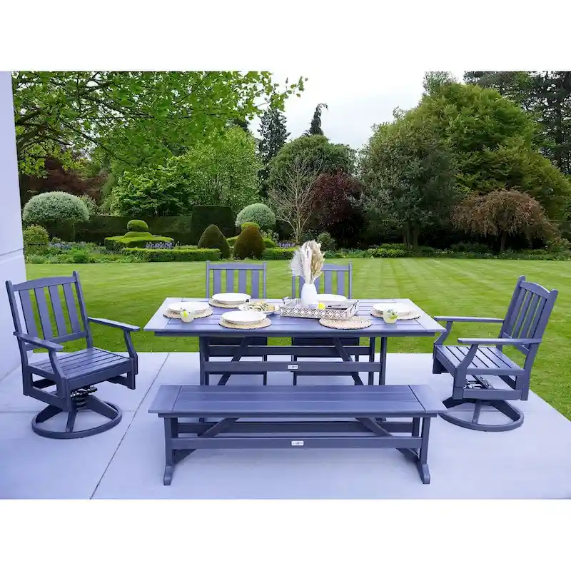 LuXeo Tuscany HDPE Swivel Dining 6-Piece Set