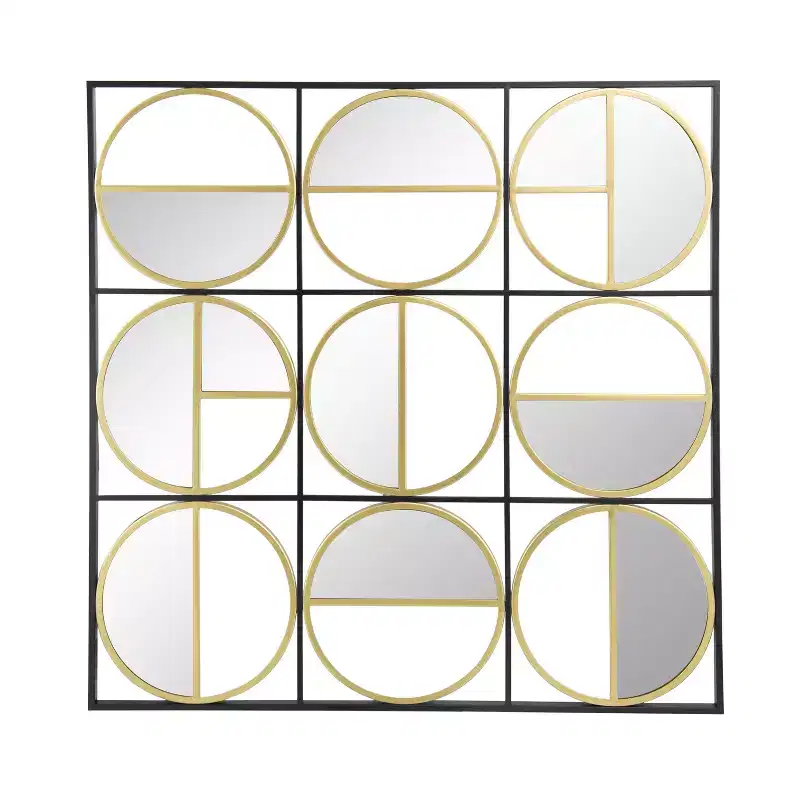 35.6 Inch Beaded Black Metal Wall Mirror