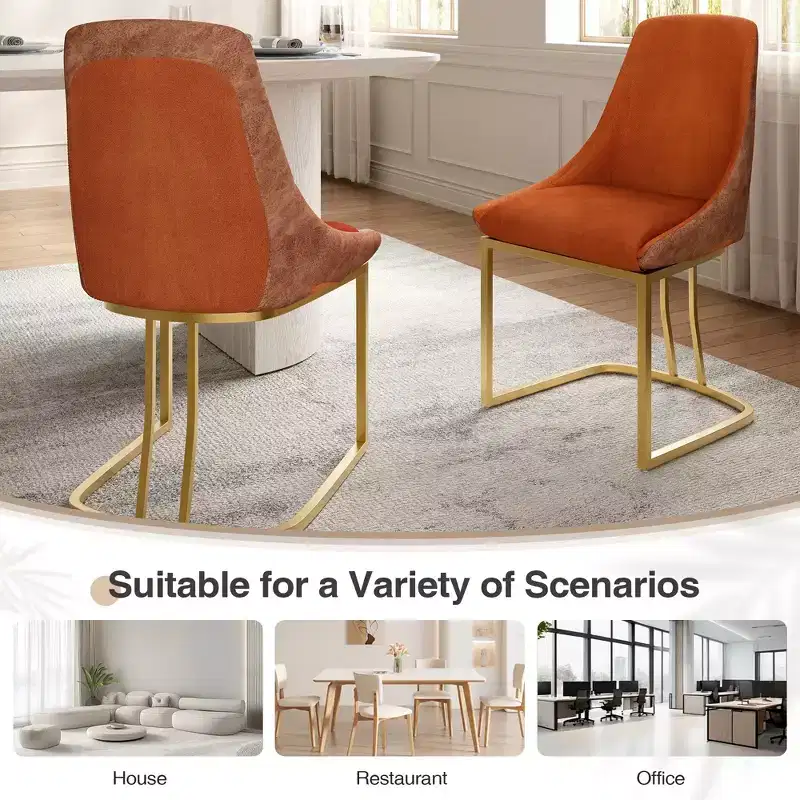 CLIHOME Set of 2 Modern High Back Dining Chair with Metal Legs