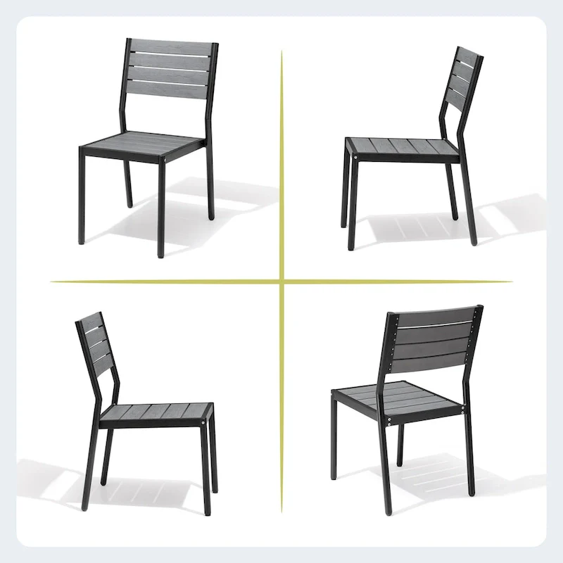 7-Piece Patio Dining Set Aluminum Dining Table with Umbrella Hole and Stackable Chairs