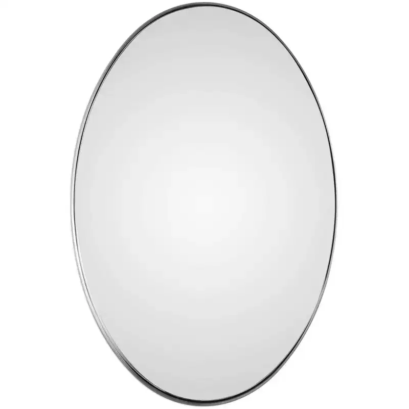 Uttermost Oval Vanity Decorative Wall Mirror Modern Plated Brushed Nickel Steel Frame 20 Wide for Bathroom Bedroom Living Room