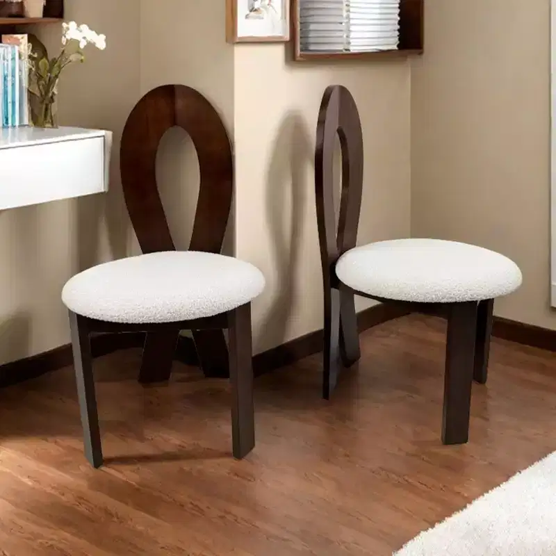 MAYEERTY Dining Chairs Set of 2, Teddy Velvet Upholstered Kitchen Chairs, Solid Walnut Wood Frame Dining Room Chairs