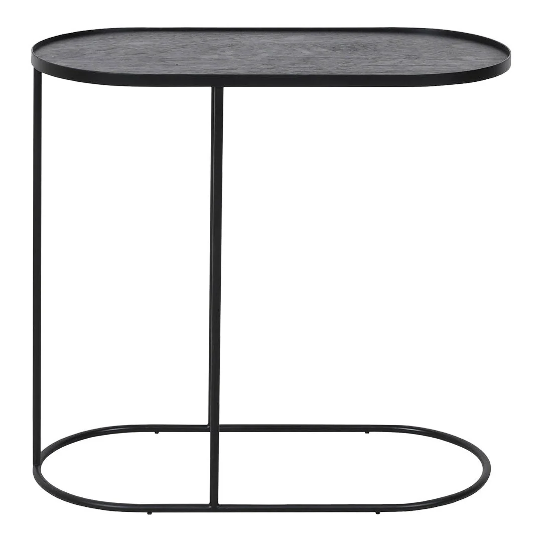 Versatile Wood Side Table with Interchangeable Oblong Tray Top for Living Room