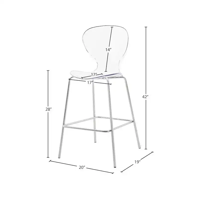 Meridian Furniture,Clarion Chrome Metal Stool, Set of 2