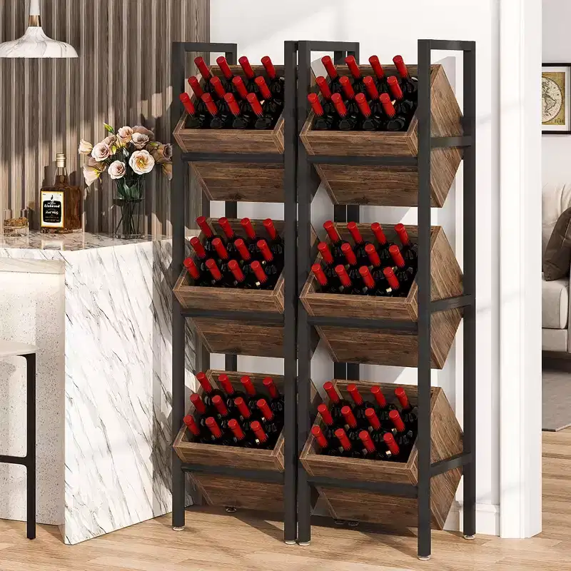 3 Tier Vertical Wood Bin Shelves