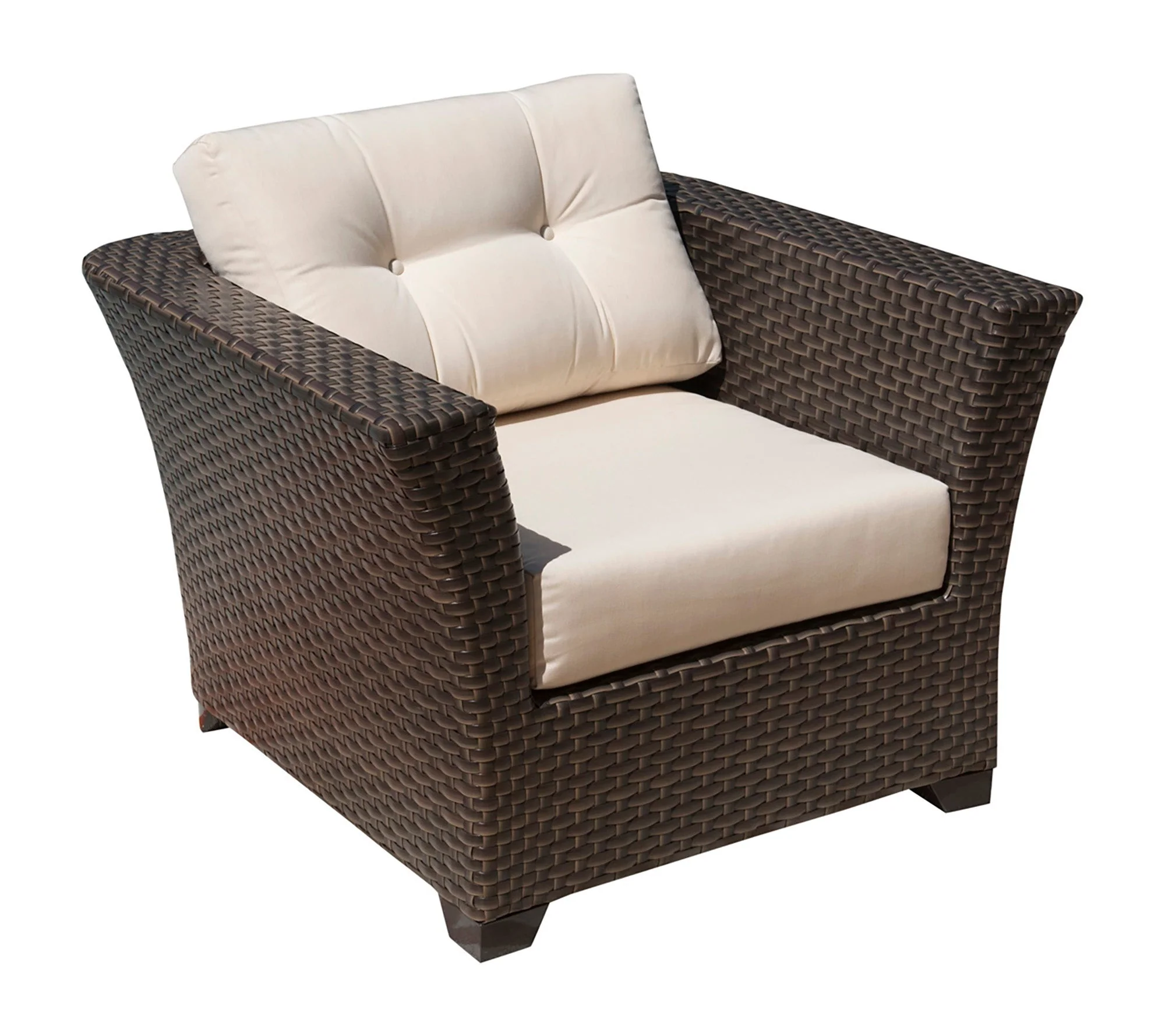 Outdoor Lounge Chair with Cushions Dark Brown Wicker