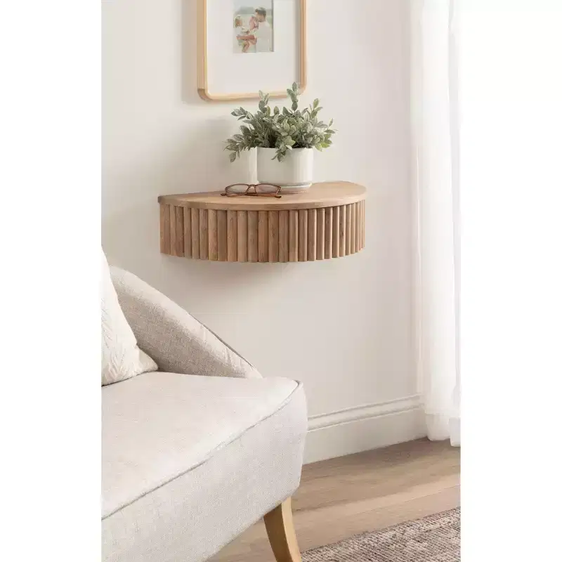 Kate and Laurel Reid Ribbed Floating Side Table, 20x11x6, Natural