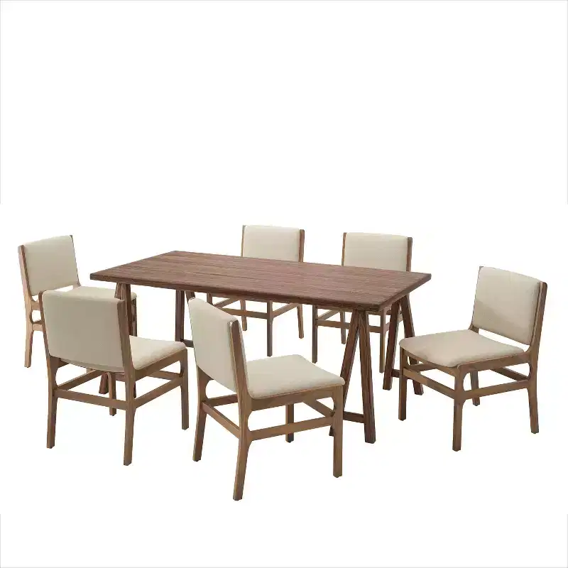 Christopher Knight Home Havenwood 7-Piece Fabric and Rubberwood Dining Set