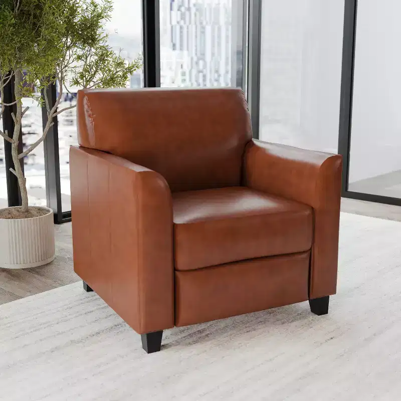 Emma and Oliver Leather Chair with Clean Line Stitched Frame