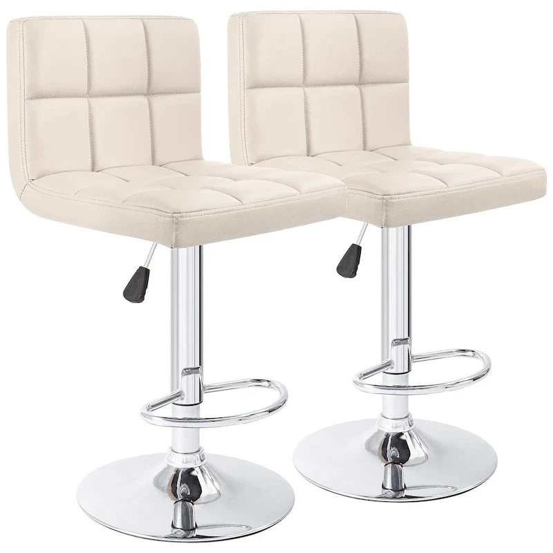 Adjustable Swivel Bar Stools Set of 2, PU Leather Armless Counter Height Chairs