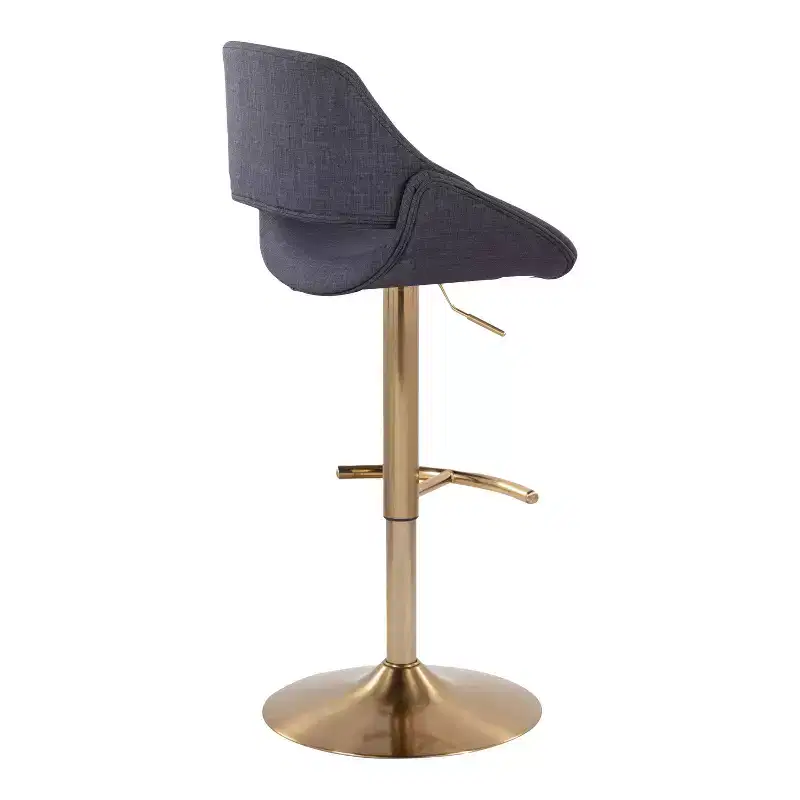 LumiSource Set of 2 Fabrico Adjustable Barstools Gold/Charcoal Fabric