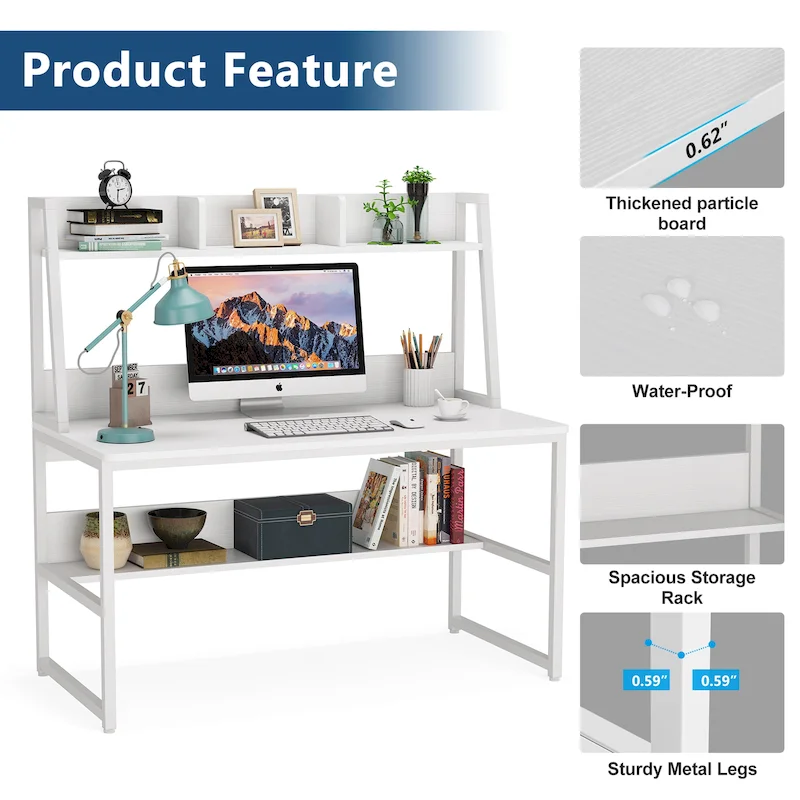 Computer Desk with Hutch and Bookshelf