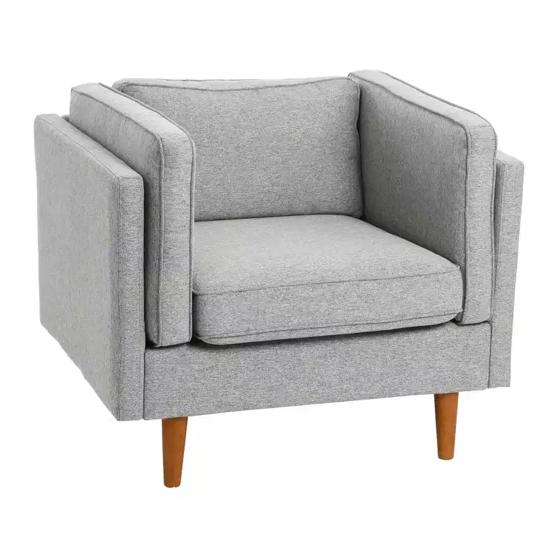 Modern Upholstered High Sided Arm Chair with Solid Wood Legs