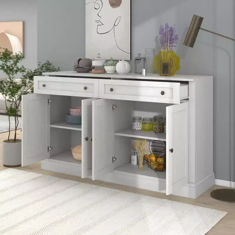 GDFStudio Philip 58 Sideboard Buffet Cabinet with Drawers and Adjustable Shelves