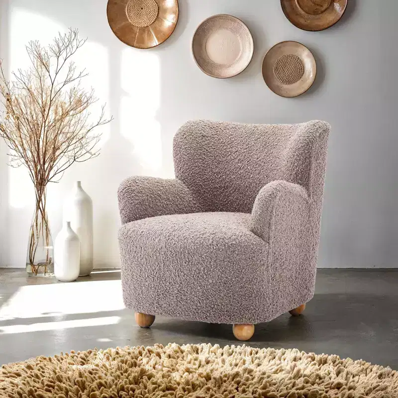 GDFStudio Suncook Modern Upholstered Accent Chair with Curved Back and Ball Feet