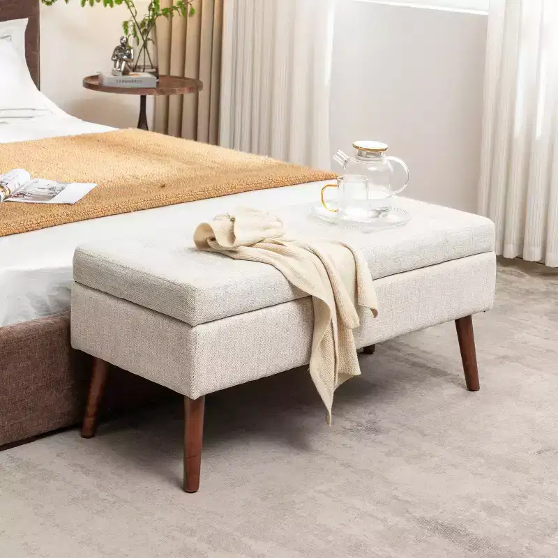 Storage Ottoman Bench for Bedroom End of Bed Bench Foot of Bed Bench Entryway Bench