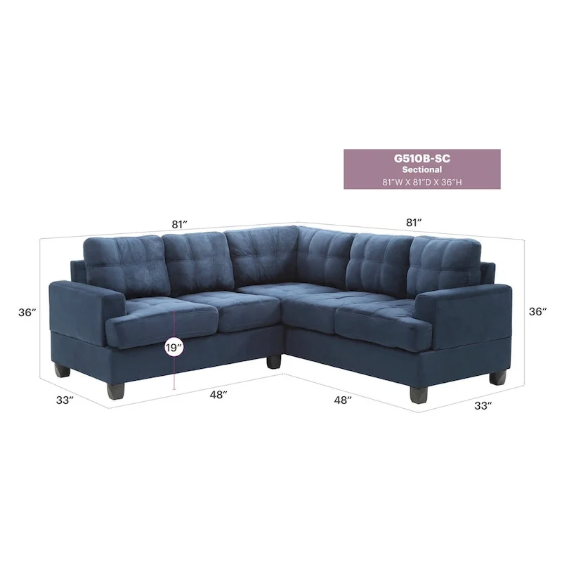Sandridge 80 in. W 2-piece Microfiber L Shape Sectional Sofa - 80L x 80W x 36H