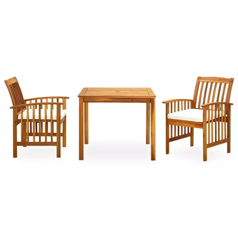 vidaXL Acacia Wood Dining Set with Cushions/Dark 3/5 Piece