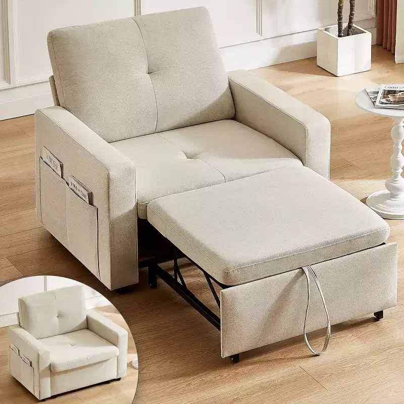 Dyonery 3-in-1 Sleeper Sofa Chair Bed 42.5 W Convertible Sleeper Chair with Pull Out Bed