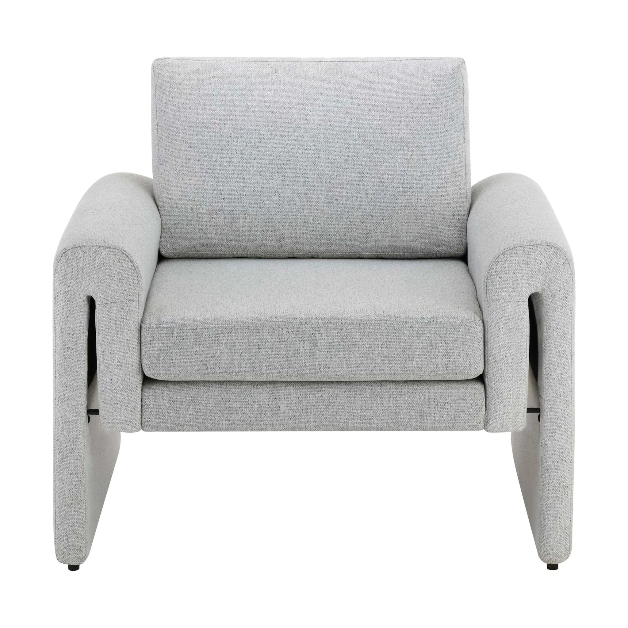 Minimalist Light Grey Fabric Accent Chair with Sleek Lines for Living Room