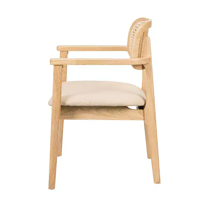 Christopher Knight Home Amaris Mid-Century Modern Wood Upholstered Dining Chair with Rattan-Weave Backrest (Set of 6)