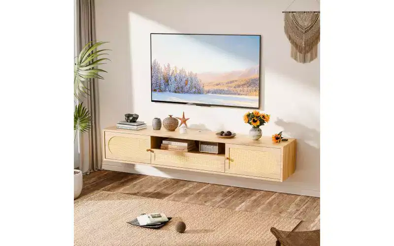 Oak Wall Mounted TV Stand