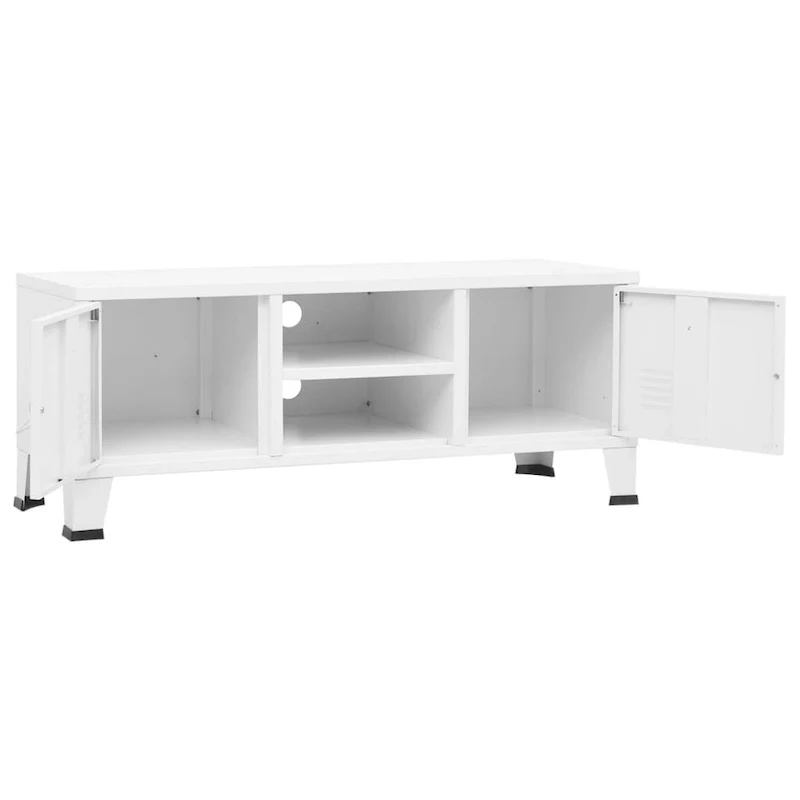 Industrial Metal TV Stand with 2 Doors and Storage Shelf - 41.3W