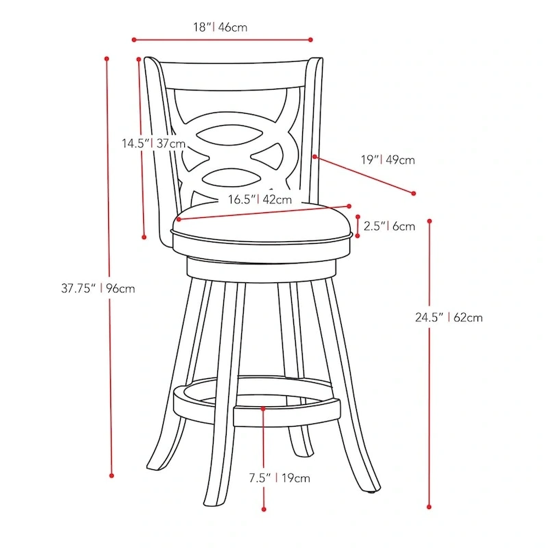 Set of 2 Solid Wood Base Swivel Counter-Height Barstool