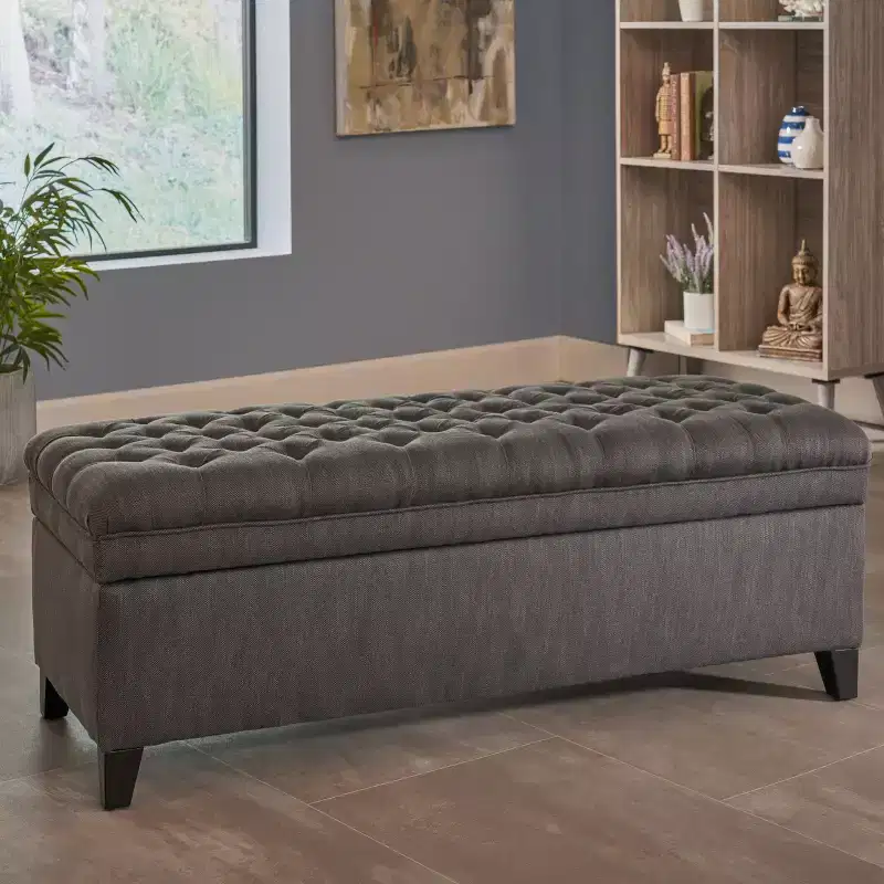 TUYOHW Modern Storage Bench with Large Storage Capacity, Storage Ottoman with Padding Seat, Ottoman Foot Rest for Living Room