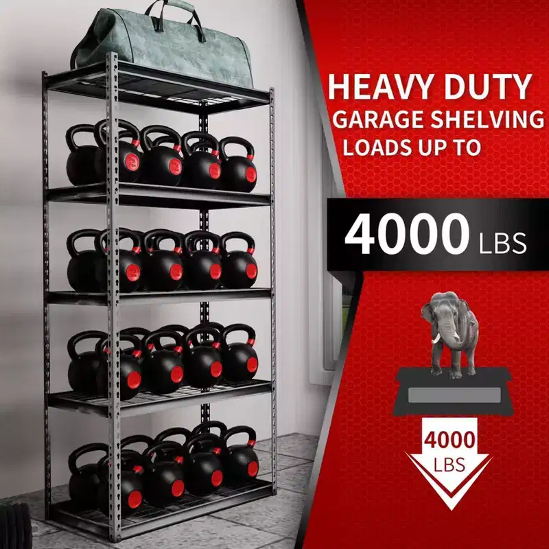 Atlas Shelving 5-Tier 36"x18"x72" Steel Boltless Shelving Load 4000lbs with Wire Deck Hammertone