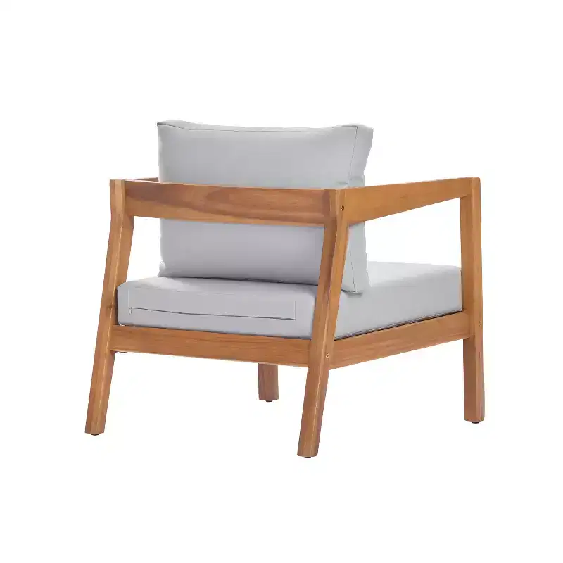 Christopher Knight Home Kittisak Farmhouse Acacia Wood Upholstered Patio Lounge Chairs with Cushion (Set of 2)