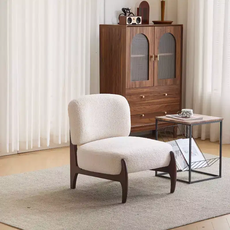 Christopher Knight Home Anna Modern Rubberwood Boucle Upholstered Accent Chair Beige