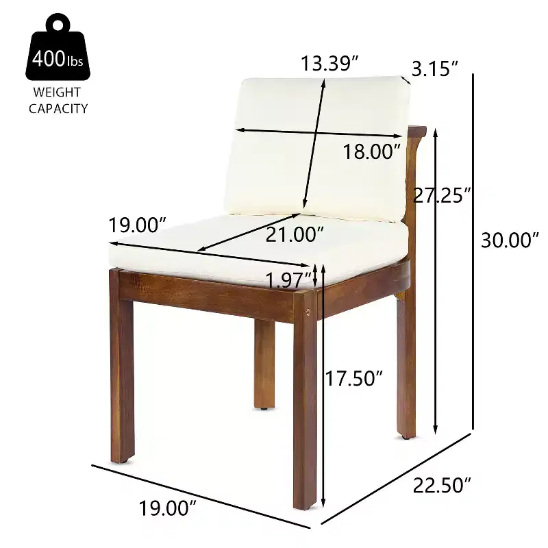 Christopher Knight Home Grayson Patio Modern Acacia Wood Armless Dining Chairs with Cushions