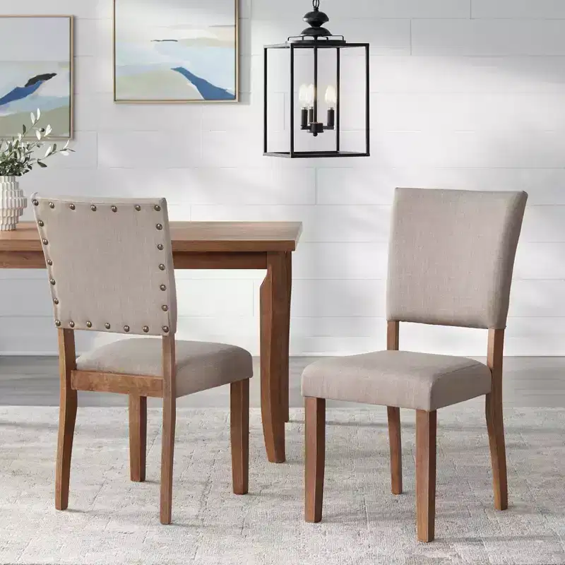 Buylateral Set Of 2 Provence Dining Chairs Driftwood : Upholstered, Rubberwood Frame, Spot Clean