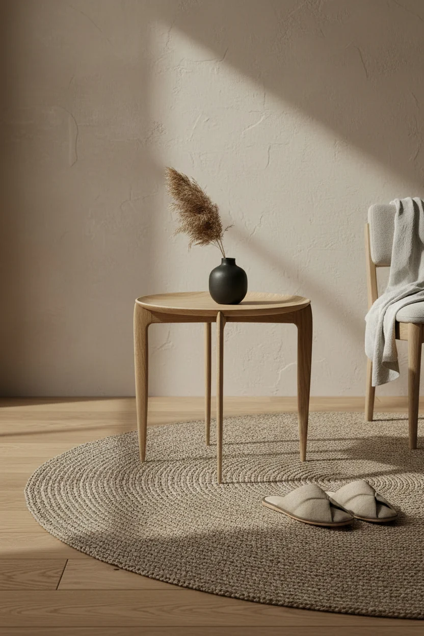 Scandinavian Molded Veneer Foldable Tray Table with Elegant Slim Profile for Living Room