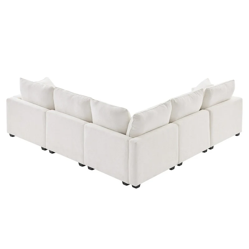 Nestfair Modern L Shape Modular Sofa 5 Seat Chenille Sectional Couch Set with 2 Pillows Included
