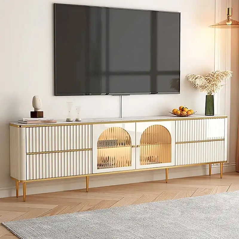 JASIWAY Light Luxury Modern Rectangle TV Stand