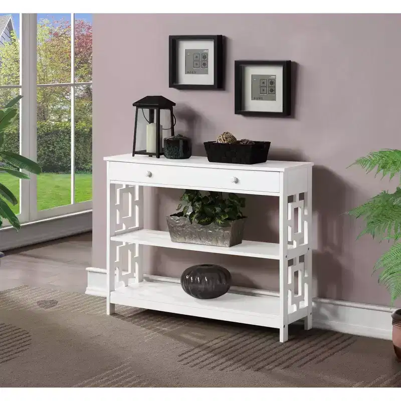 Town Square 1 Drawer Console Table with Shelves - Breighton Home
