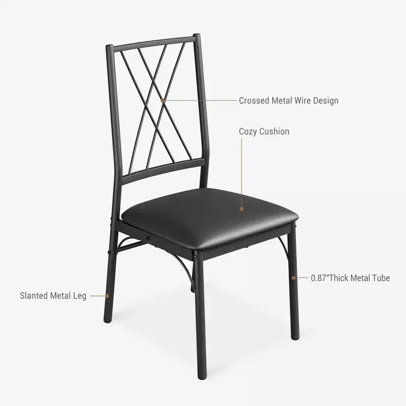 Dining Table Set for 4 with 4 Metal Chairs and Wood Indoor Modern Rectangular Dining Table Furniture, 5-Piece