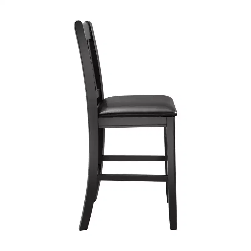 GDFStudio Harrison Classic 25.5 Wood and Faux Leather Upholstered Counter Height Stool with Mission Back
