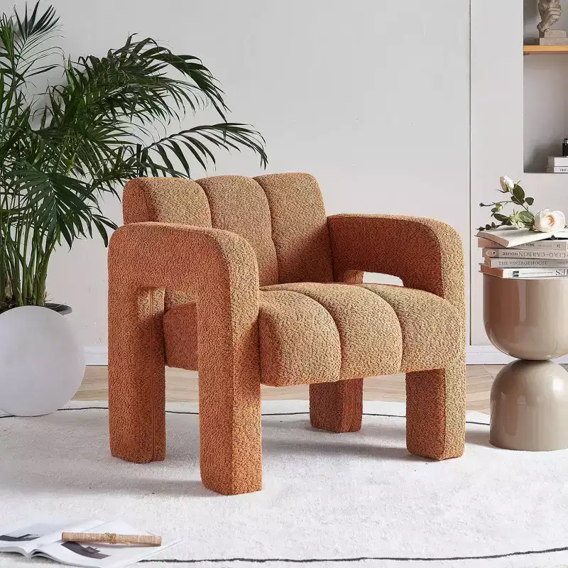 Wide Boucle Upholstered Accent Chair