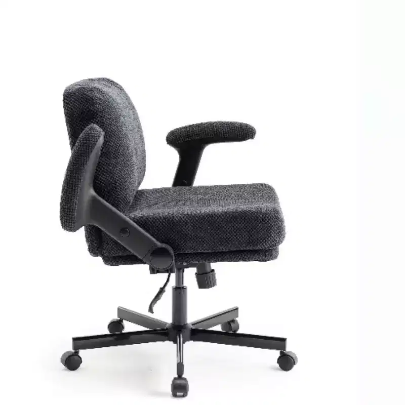 Criss-Cross Chair on Wheels C Flip Arms, Thick Cushion Wide Seat, Swivel Desk for Home/Apartment